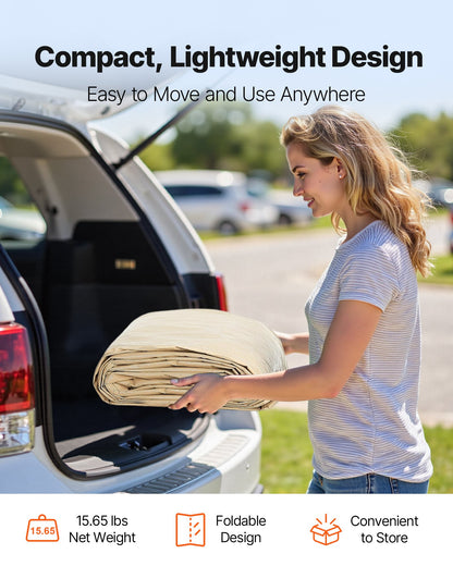 VEVOR Carport Replacement Canopy, 6 x 3.6 m Potable Garage Tent Top Tarp, UV-Resistant & Waterproof Car Shelter Tarp, Heavy Duty Car Port Cover with Ball Buggees, Beige, Frame Not Included