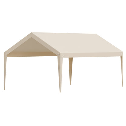 VEVOR Carport Replacement Canopy, 6 x 3.6 m Potable Garage Tent Top Tarp, UV-Resistant & Waterproof Car Shelter Tarp, Heavy Duty Car Port Cover with Ball Buggees, Beige, Frame Not Included