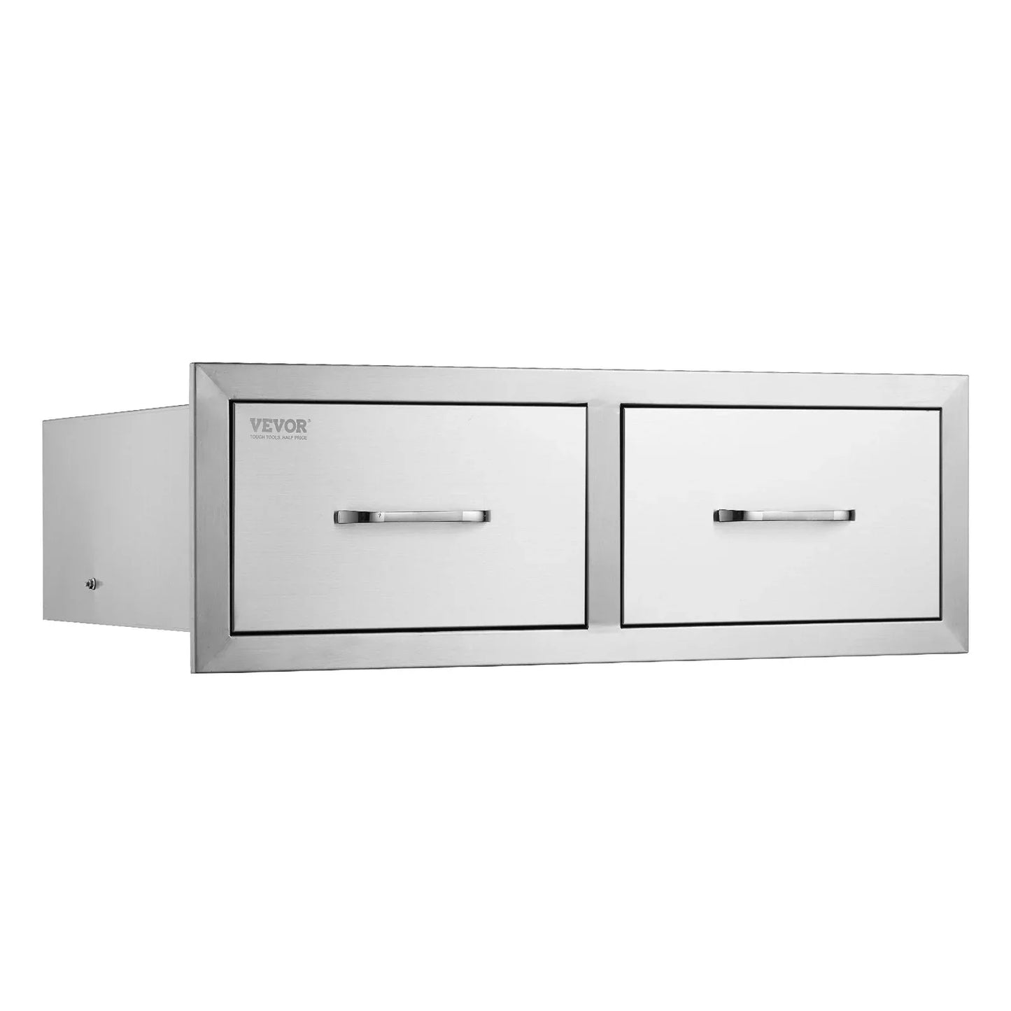 VEVOR Outdoor Kitchen Drawers 30" W x 10" H x 20" D, Horizontal Double BBQ Access Drawers Stainless Steel with Handle, BBQ Island Drawers for Outdoor Kitchens or Patio Grill Station - Mekamart Australia