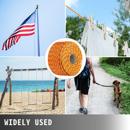 VEVOR 1.43cm Double Braid Polyester Rope 6096cm Nylon Pulling Rope 498.95kg High Force Polyester Load Sailing Rope(1.43cm-6096cm)