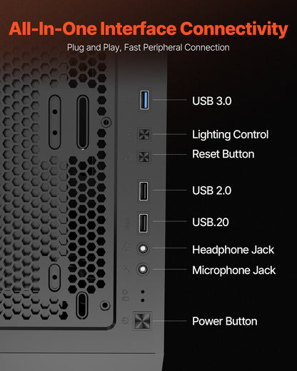 VEVOR Mid-Tower ATX PC Gaming Case Computer Case Box with 3 x 120 mm ARGB Fans