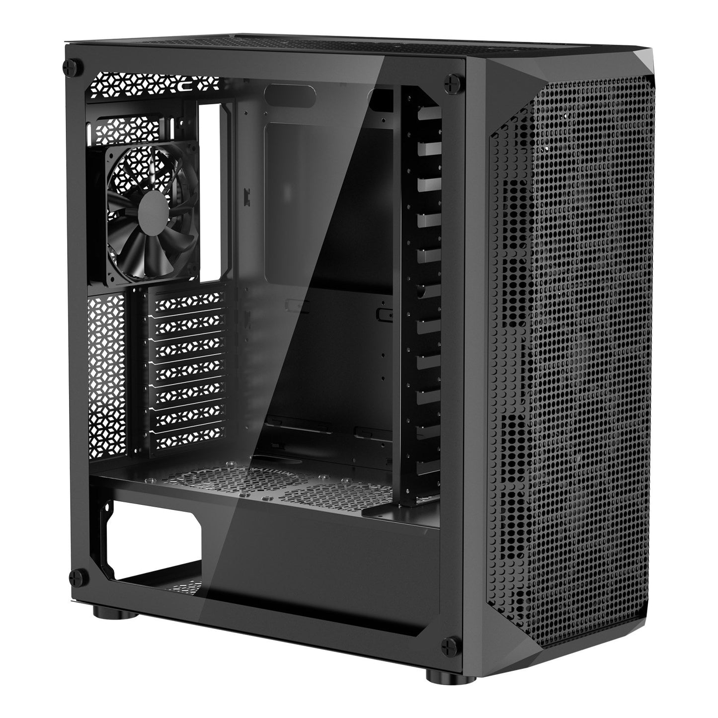 VEVOR PC Gaming Case, Mid-Tower, Computer Case with High-Airflow Tempered Glass Panel, Dust Filter, 4 x 120 mm Fans, Cable Management, for GPU up to 270 mm in Length, Compatible with ATX/M-ATX/ITX