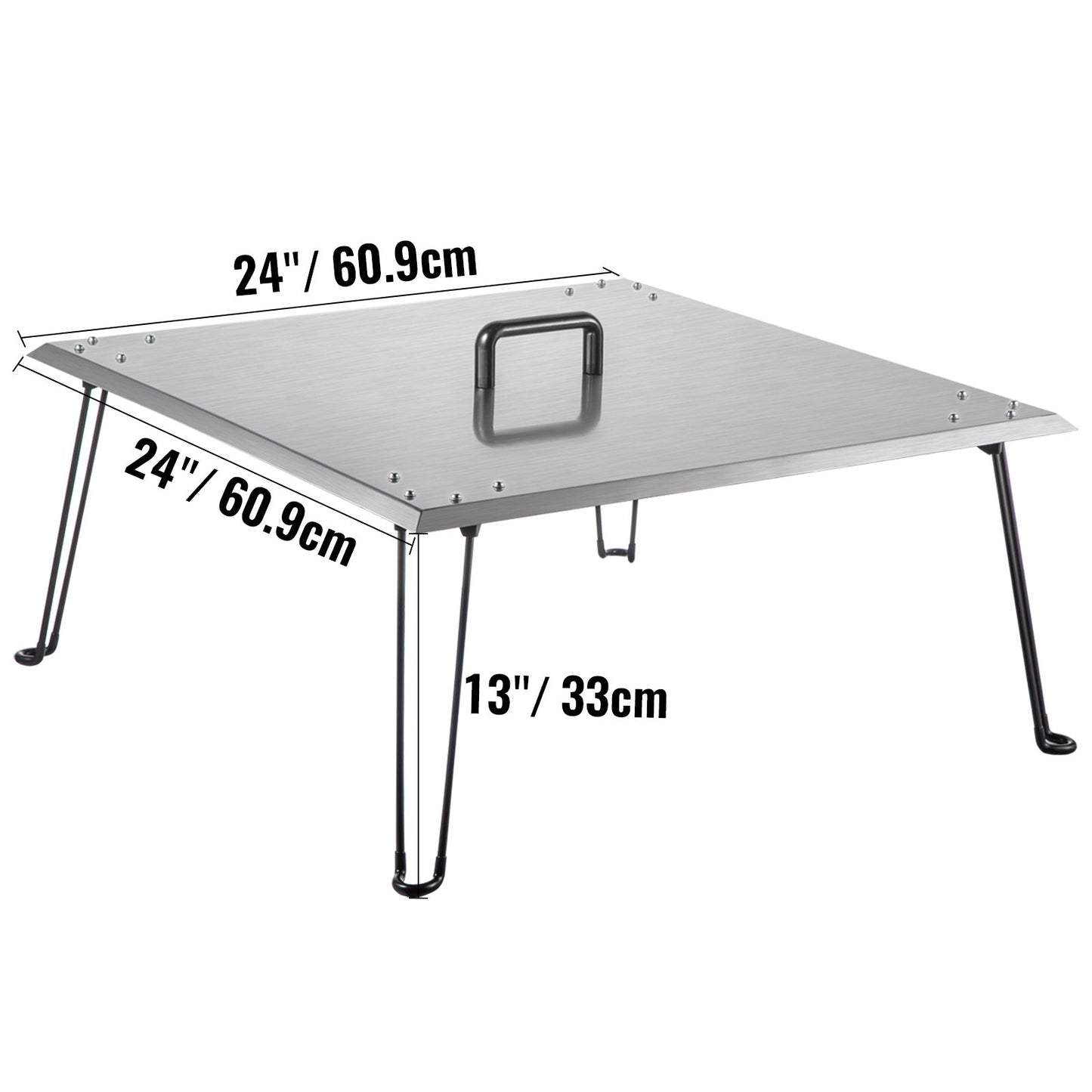 VEVOR Fire Pit Heat Deflector Fire Pit Pan Cover Stainless Steel Foldable Legs