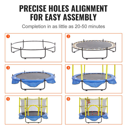 VEVOR 5FT Trampoline for Kids, 60" Indoor Outdoor Trampoline with Safety Enclosure Net, Basketball Hoop and Ocean Balls, Mini Toddler Recreational Trampoline Birthday Gifts for 3+ Years Kids