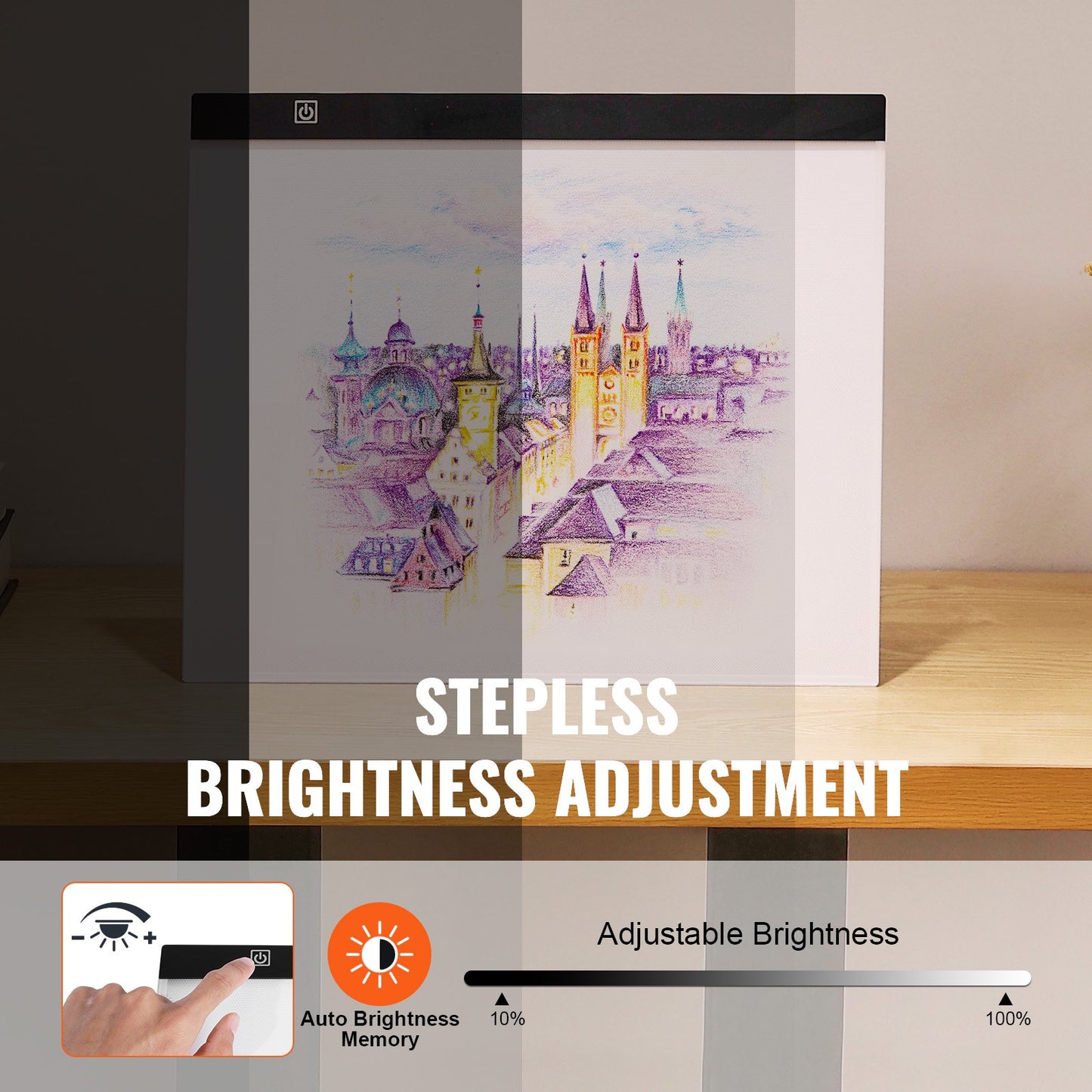 VEVOR Light Board, B4 LED Light Pad Ultra-Thin Portable Light Box, USB Powered Light Table for Art Tracing, Light Box for Diamond Painting, Animation, Sketching, Drawing, Stenciling, Artists (Black)