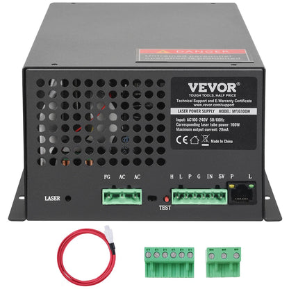 VEVOR CO2 Laser Power Supply, 100W, Power Supply for 100W Laser Tube, Constant Current Protection, Open Circuit Protection, Fast Heat Dissipation, Compatible for Multi-brand Laser Engravers & Cutters