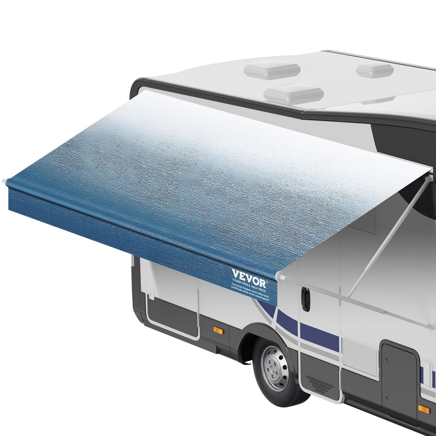 VEVOR RV Awning Fabric Replacement, 6.15m Fabric Length for 6.4m Awning, Heavy Duty 3-Ply 16oz PVC Camper Awning Fabric, Waterproof & UV Protection Outdoor Canopy for RV, Trailer, Motorhome, Blue Fade