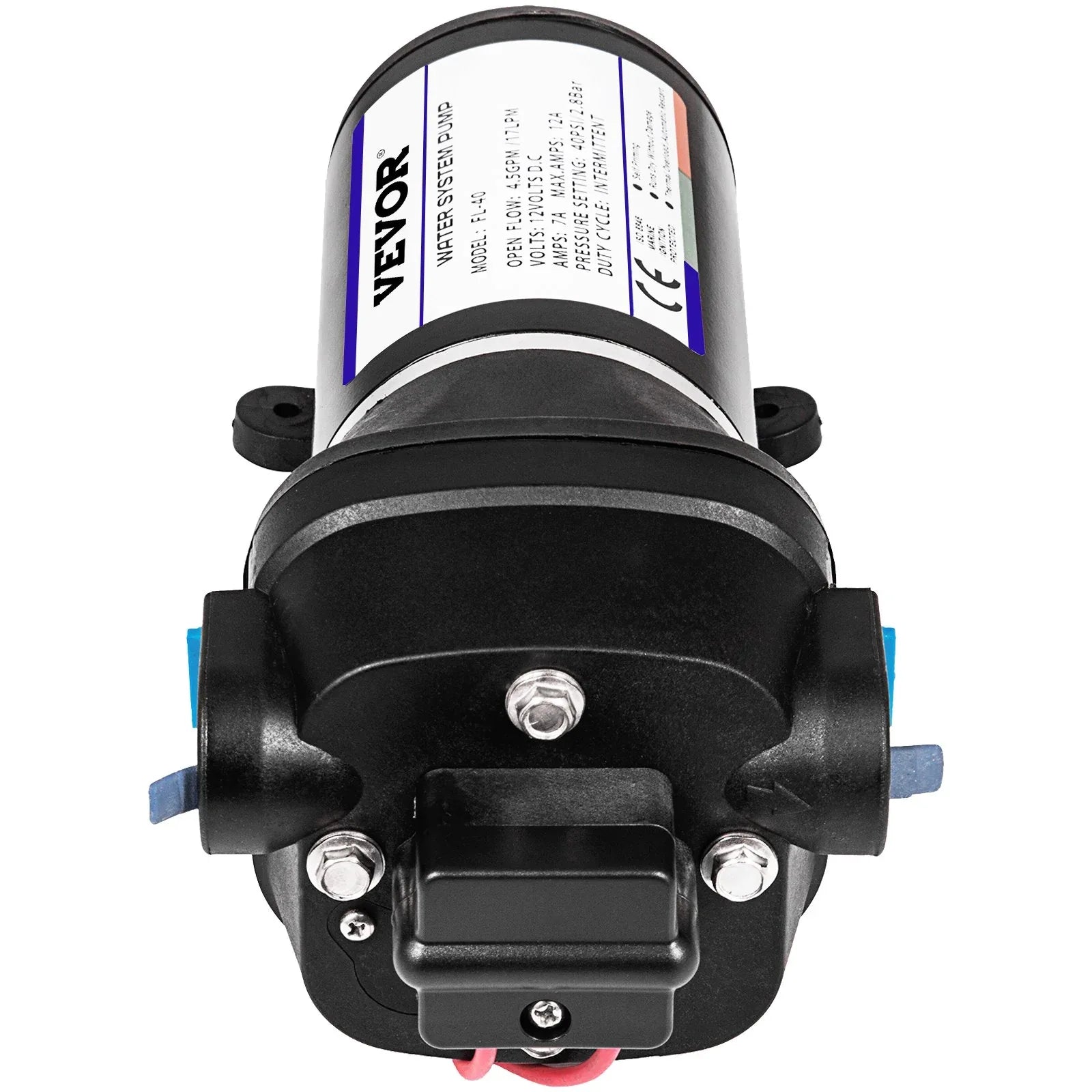 VEVOR Water Pressure Diaphragm Pump, 12V FL-40 High Pressure Diaphragm Water Pump, 40PSI Automatic Self Priming Water Pump, 17L/MIN Misting Booster Sprayer Diaphragm Pump for Caravan Boat RV Garden - Mekamart Australia