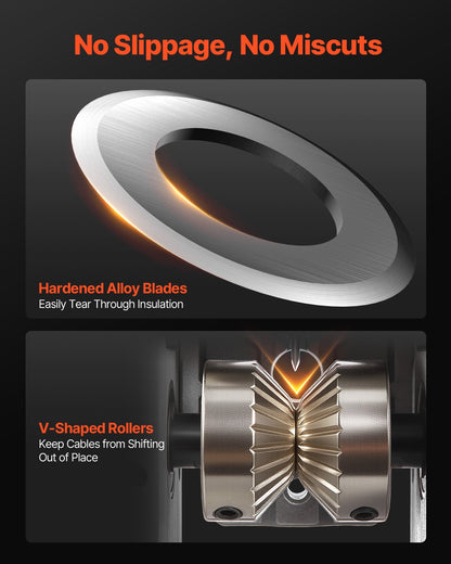 VEVOR Electric Wire Stripping Machine, 1.5-40 mm, 400W Automatic Motorized Cable Stripper, 9.84 IPS (15 m/min) Wire Peeler with Alloy Blades, V-Shaped Rollers, Cooling Fan, for Scrap Copper Recycling