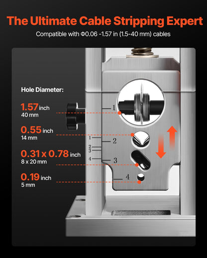 VEVOR Electric Wire Stripping Machine, 1.5-40 mm, 400W Automatic Motorized Cable Stripper, 9.84 IPS (15 m/min) Wire Peeler with Alloy Blades, V-Shaped Rollers, Cooling Fan, for Scrap Copper Recycling