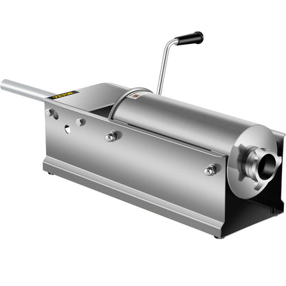 VEVOR Manual Sausage Stuffer, 5 L / 11 LBS Horizontal Sausage Machine, Dual-Speed Meat Stuffer, Made of Food-Grade 304 Stainless Steel, Includes 5 Stuffing Tubes, for Home Kitchen Restaurant Commercia