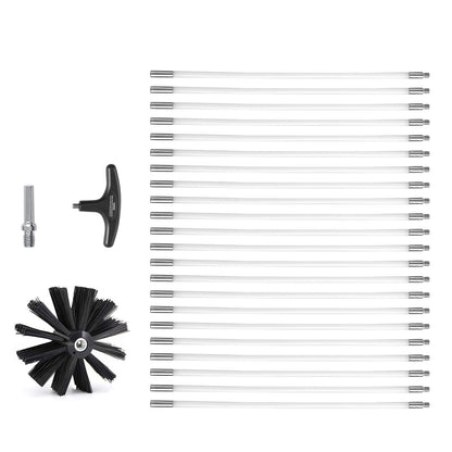 VEVOR 914.4CM Dryer Vent Cleaner Kit, 22 Pieces Duct Cleaning Brush, Reinforced Nylon Dryer Vent Brush, Dryer Cleaning Tools Lint Remover with Flexible Lint Trap Brush, Clamp Connectors