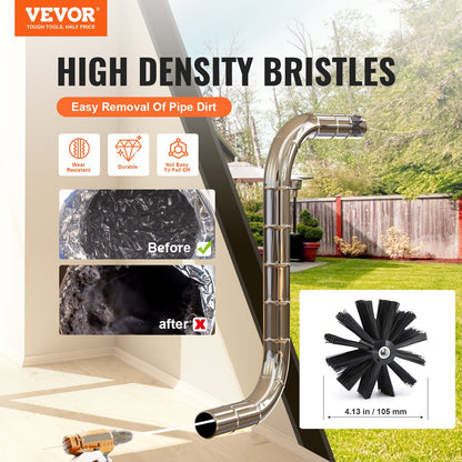 VEVOR 914.4CM Dryer Vent Cleaner Kit, 22 Pieces Duct Cleaning Brush, Reinforced Nylon Dryer Vent Brush, Dryer Cleaning Tools Lint Remover with Flexible Lint Trap Brush, Clamp Connectors