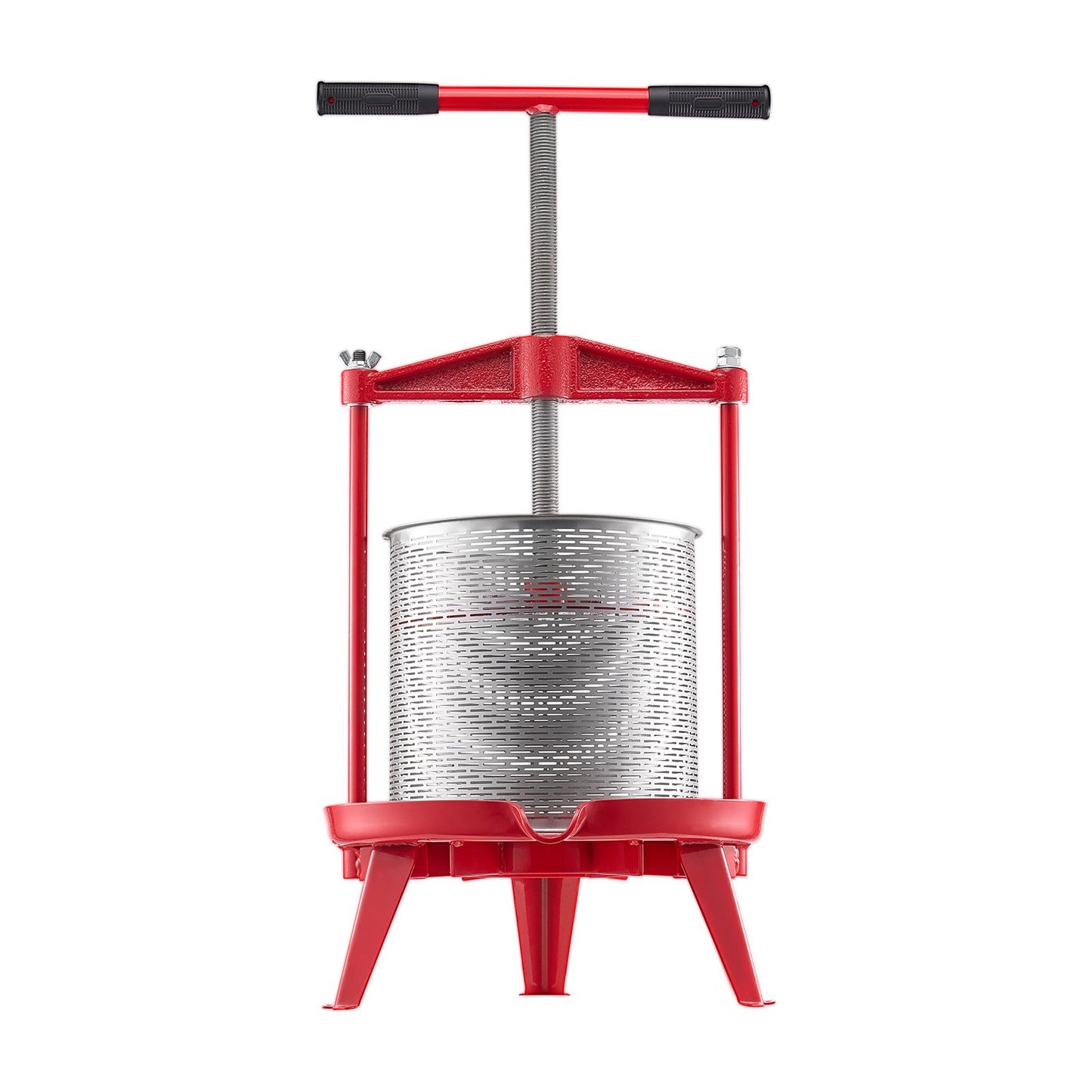 VEVOR 3.69 Gal/14L Fruit Wine Press, Stainless Steel Basket with Cross-beam and Triangular Structure, Manual Juice Maker, Cider Apple Grape Tincture Making Press with T-Handle for Kitchen Home