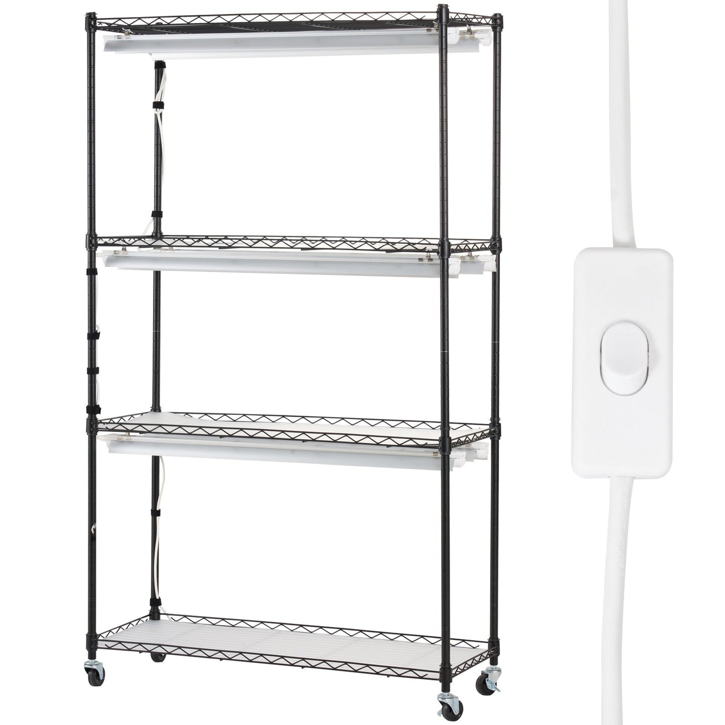 VEVOR Plant Stand with Grow Lights 4 Tiers 180W 150 cm Tall Plant Grow Shelf