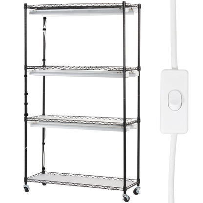 VEVOR Plant Stand with Grow Lights 4 Tiers 180W 150 cm Tall Plant Grow Shelf