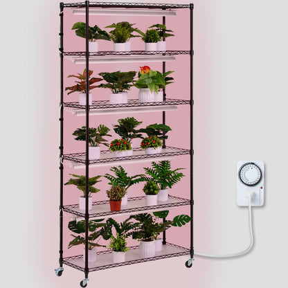 VEVOR Plant Stand with Grow Light 6 Tiers 180W 180 cm  Indoor Plant Grow Shelf