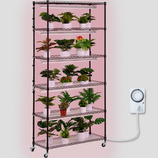 VEVOR Plant Stand with Grow Light 6 Tiers 180W 180 cm  Indoor Plant Grow Shelf