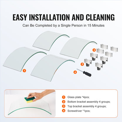 VEVOR Fire Pit Wind Guard, 740 x 214mm Round Glass Flame Shield, 6mm Thick Fire Table Accessory, Clear Tempered Glass Flame Guard for Propane, Gas, Outdoor, Patio, Backyard