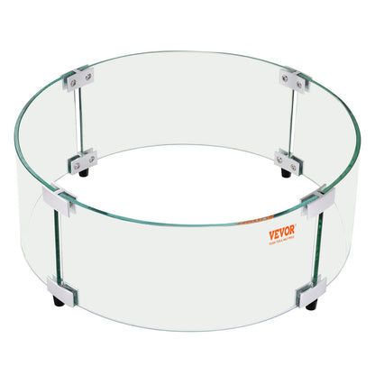 VEVOR Fire Pit Wind Guard, 740 x 214mm Round Glass Flame Shield, 6mm Thick Fire Table Accessory, Clear Tempered Glass Flame Guard for Propane, Gas, Outdoor, Patio, Backyard