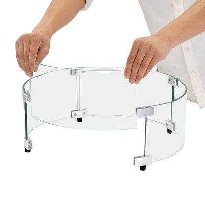 VEVOR Fire Pit Wind Guard, 740 x 214mm Round Glass Flame Shield, 6mm Thick Fire Table Accessory, Clear Tempered Glass Flame Guard for Propane, Gas, Outdoor, Patio, Backyard