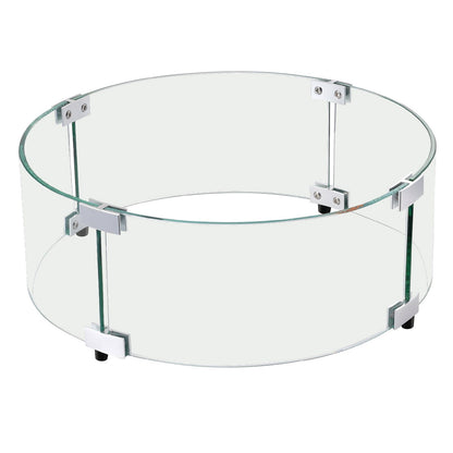 VEVOR Fire Pit Wind Guard, 740 x 214mm Round Glass Flame Shield, 6mm Thick Fire Table Accessory, Clear Tempered Glass Flame Guard for Propane, Gas, Outdoor, Patio, Backyard