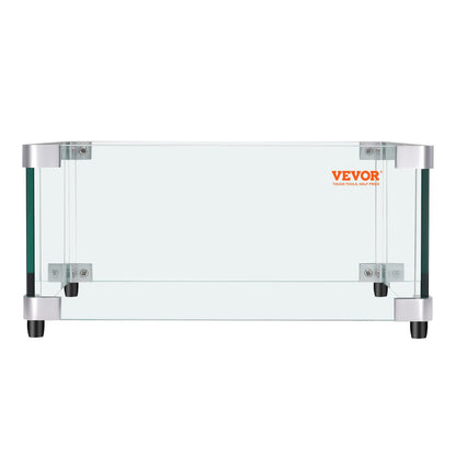 VEVOR Gas Fire Pit Wind Guard for Square Fire Table, 543 x 543 x 191 mm Clear Tempered Wind Guard for Firepits, 8mm Thick Square Glass Shield, Glass Panel with Hard Corner Bracket & Feet