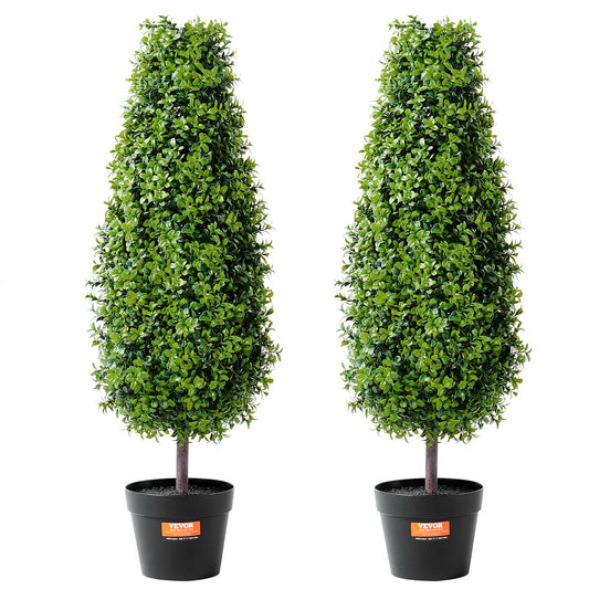 VEVOR 2 Pack 91.4cm Artificial Boxwood Topiary Tree Faux Plant UV Decor In/Outdoor