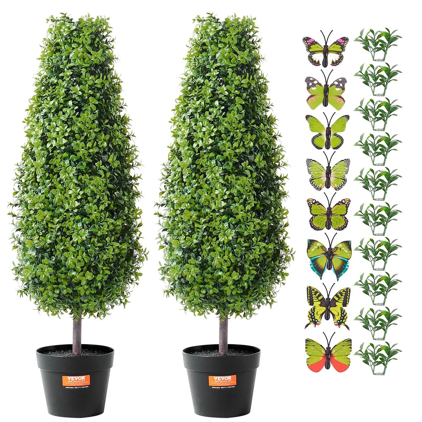 VEVOR 2 Pack 91.4cm Artificial Boxwood Topiary Tree Faux Plant UV Decor In/Outdoor