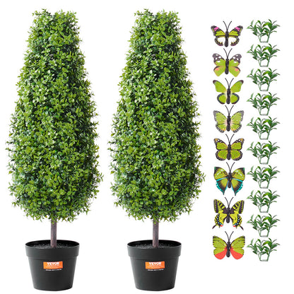 VEVOR 2 Pack 91.4cm Artificial Boxwood Topiary Tree Faux Plant UV Decor In/Outdoor