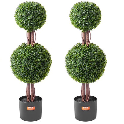 VEVOR 2 Pack 91.4cm Artificial Boxwood Topiary Tree Faux Plant UV Decor In/Outdoor