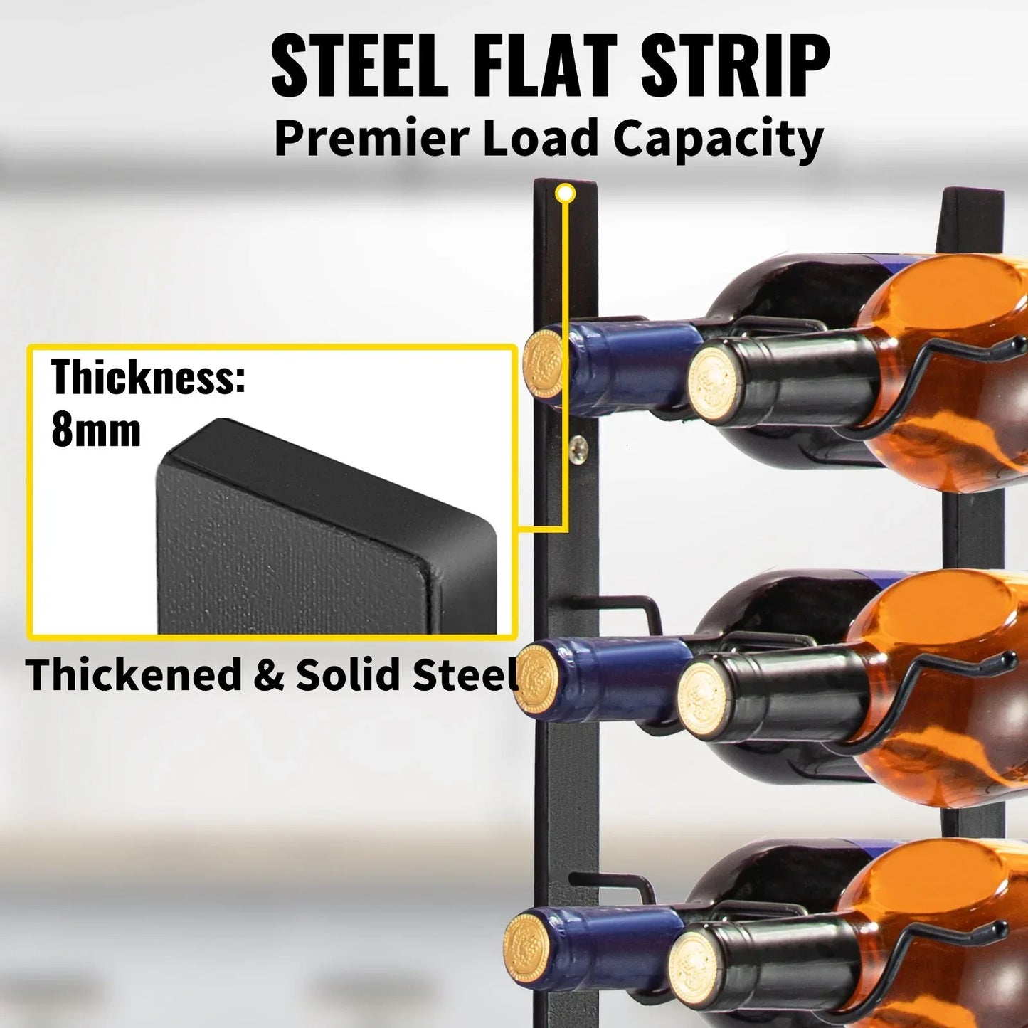 VEVOR Wall Mounted Wine Rack, 12x2 Bottles Wine Holder Towel Rack, Black Steel Vertical Wine Rack, Modern Decorative Wall Mounted Wine Bottle Holder, Forward Design Simple Storage Wall Rack 48x11x1 In - Mekamart Australia