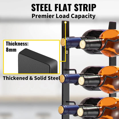 VEVOR Wall Mounted Wine Rack, 12x2 Bottles Wine Holder Towel Rack, Black Steel Vertical Wine Rack, Modern Decorative Wall Mounted Wine Bottle Holder, Forward Design Simple Storage Wall Rack 48x11x1 In - Mekamart Australia