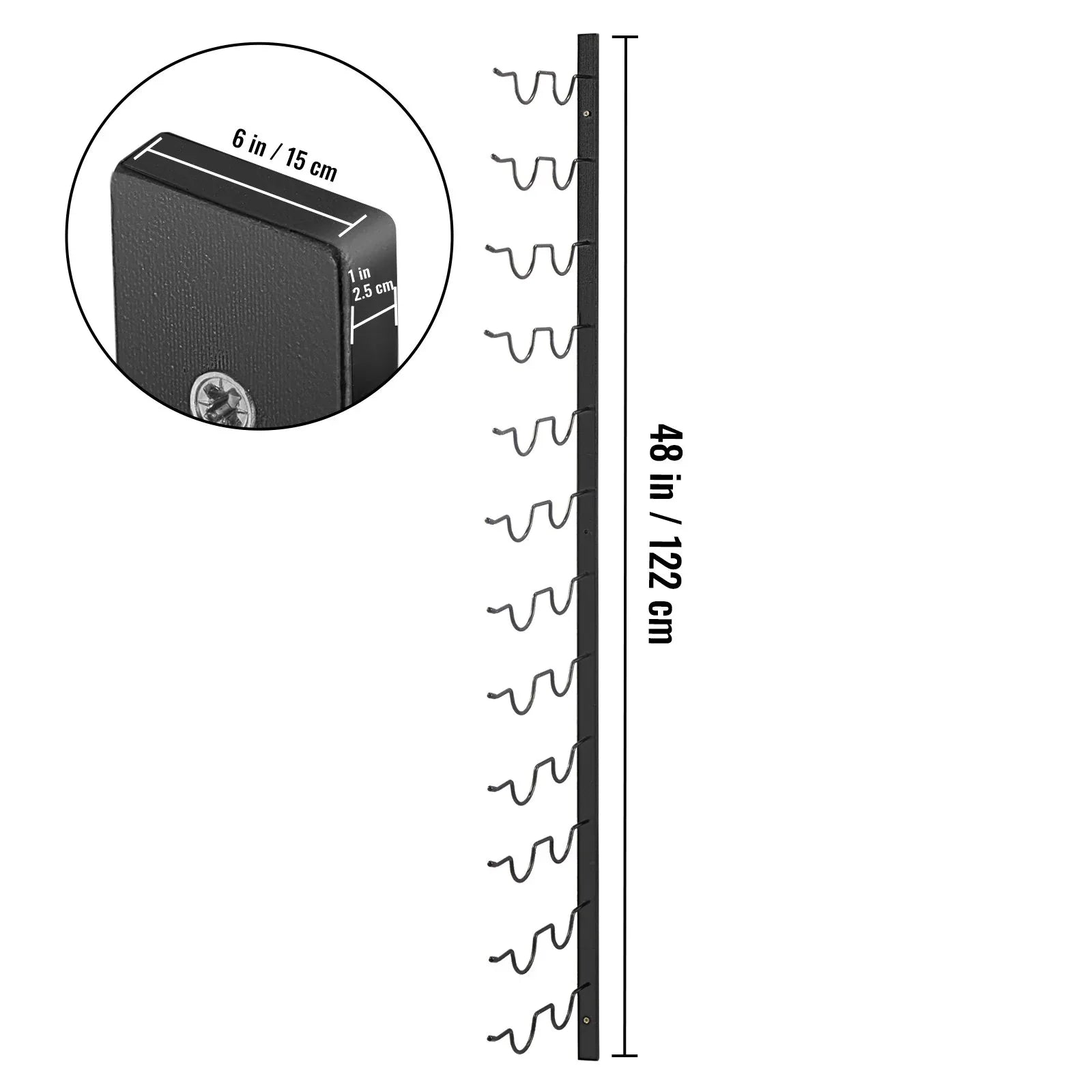 VEVOR Wall Mounted Wine Rack, 12x2 Bottles Wine Holder Towel Rack, Black Steel Vertical Wine Rack, Modern Decorative Wall Mounted Wine Bottle Holder, Forward Design Simple Storage Wall Rack 48x11x1 In - Mekamart Australia