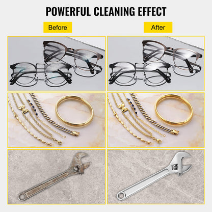 VEVOR Ultrasonic Cleaner 2L Jewelry Cleaning with Digital Timer Ultrasonic Cleaning Machine for Jewellery Rings Watches Eyeglasses Dentures Coins Metal Parts Commercial and Home Use