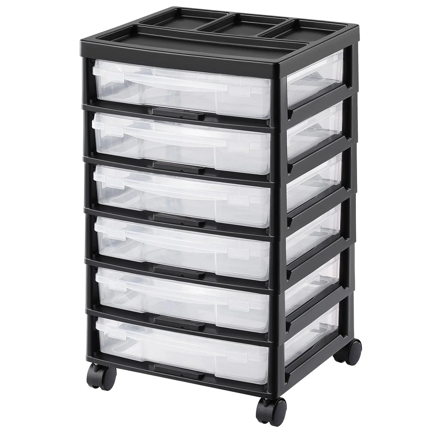 Scrapbook Rolling Storage Cart 6-Tier Large Capacity with 6 Clear Cases Black - Mekamart Australia