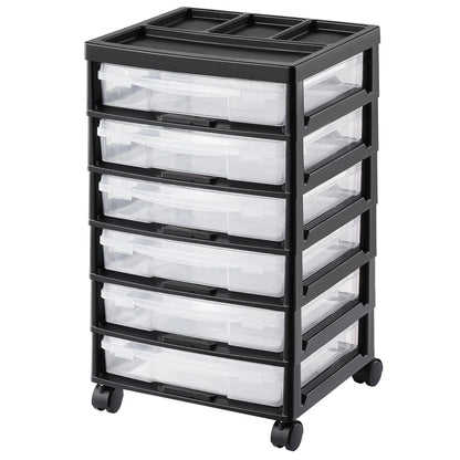 Scrapbook Rolling Storage Cart 6-Tier Large Capacity with 6 Clear Cases Black - Mekamart Australia