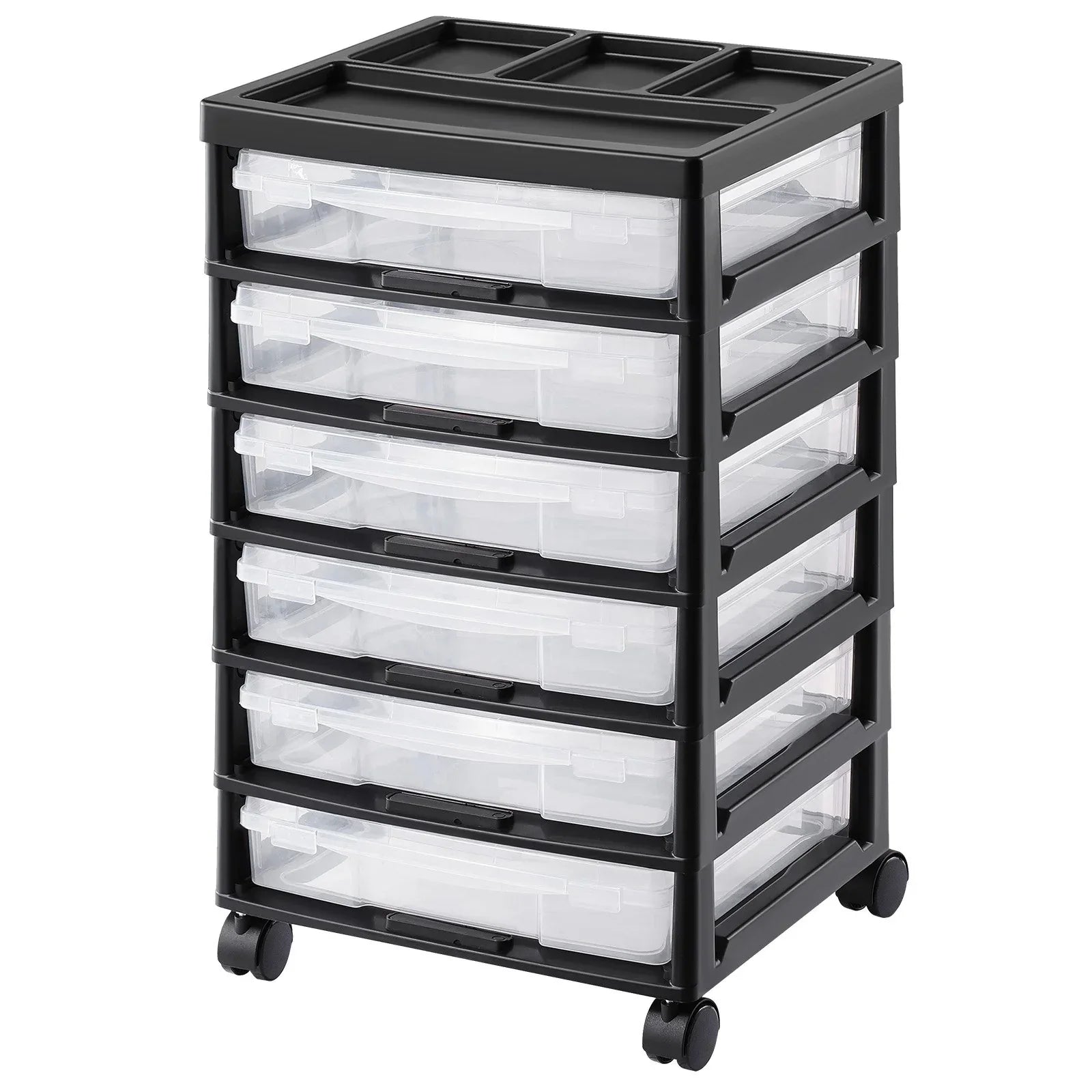 Scrapbook Rolling Storage Cart 6-Tier Large Capacity with 6 Clear Cases Black - Mekamart Australia
