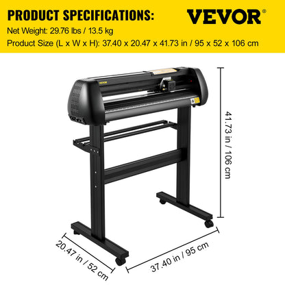 VEVOR Vinyl Cutter, 28inch Paper Feed Cutting Plotter Bundle, Adjustable Force & Speed Vinyl Printer with Powerful Stepper Motors, Signmaster Software Bundle Kit Compatible with Windows System