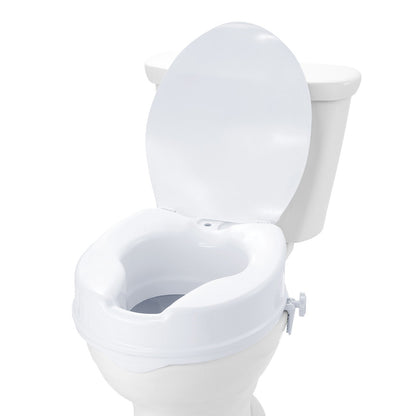 VEVOR Raised Toilet Seat, 100 mm Height Raised, 136 kg Weight Capacity, Universal Toilet Seat Riser, Screw Rod Locking, with Toilet Seat, for Elderly, Handicap, Patient, Pregnant, Medical