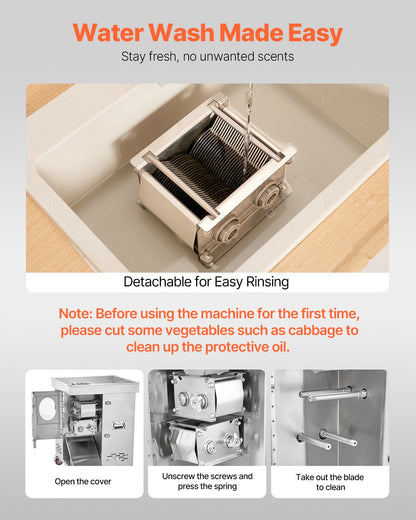 VEVOR Electric Meat Cutter Machine 1100W Commercial Meat Slicer Cutting Machine