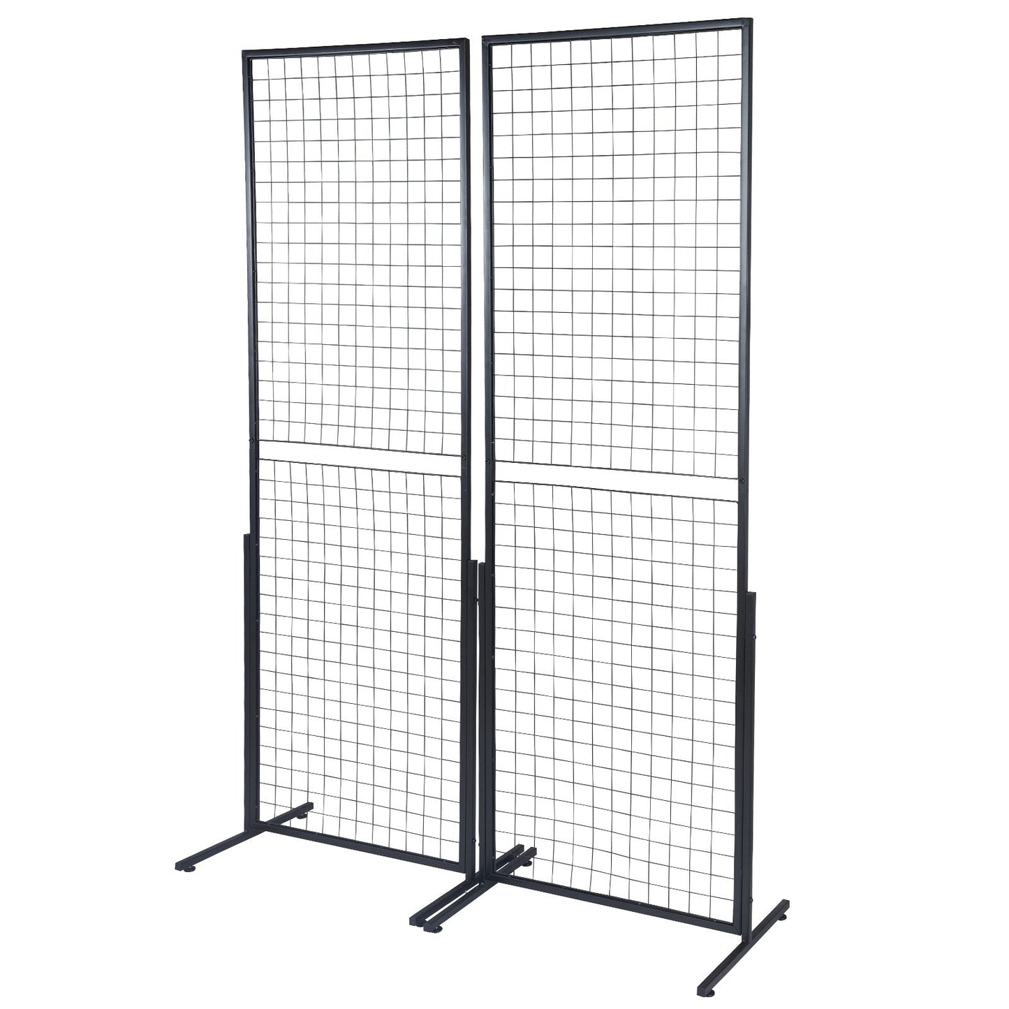 VEVOR 2' x 5.6' Grid Wall Panels Tower, 2 Packs Wire Gridwall Display Racks with T-Base Floorstanding, Double Side Gridwall Panels for Art Craft Shows, Retail Display with Extra Clips and Hooks