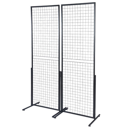 VEVOR 2' x 5.6' Grid Wall Panels Tower, 2 Packs Wire Gridwall Display Racks with T-Base Floorstanding, Double Side Gridwall Panels for Art Craft Shows, Retail Display with Extra Clips and Hooks