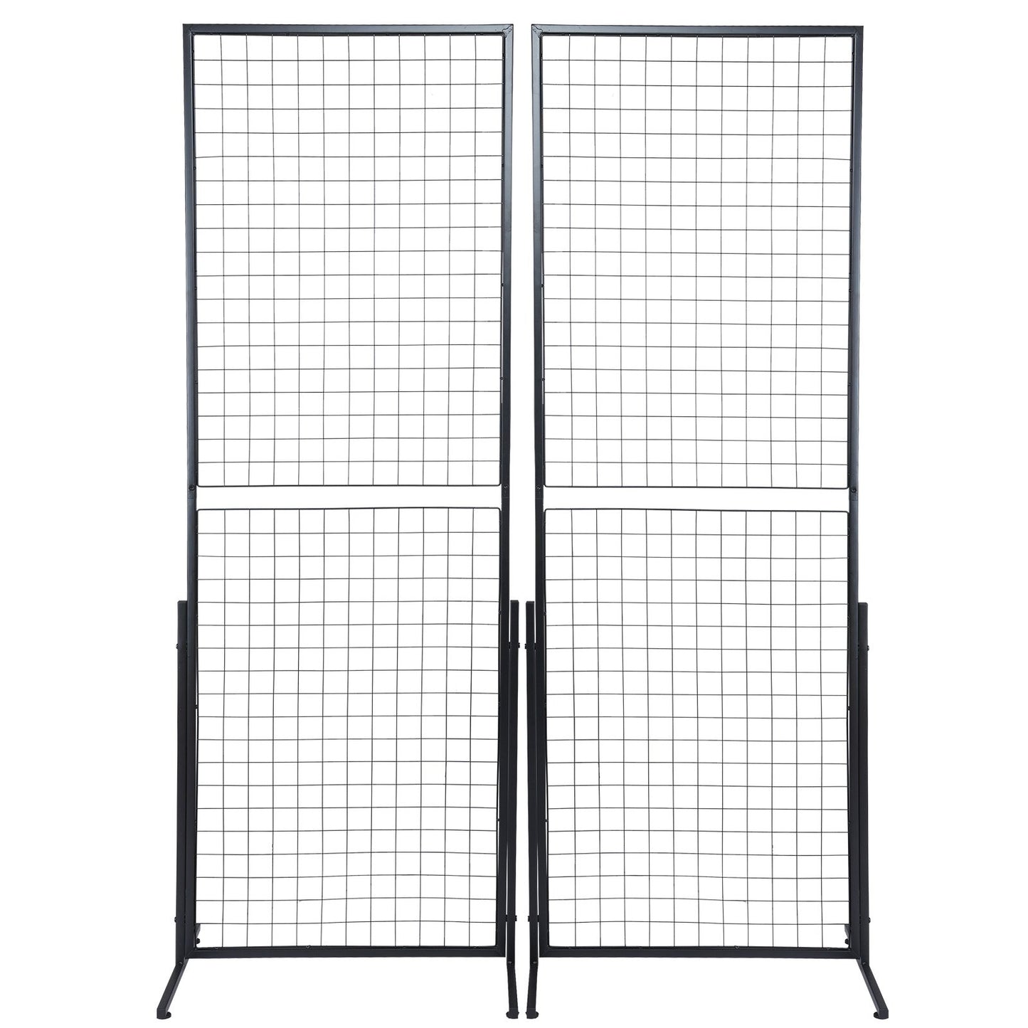 VEVOR 2' x 5.6' Grid Wall Panels Tower, 2 Packs Wire Gridwall Display Racks with T-Base Floorstanding, Double Side Gridwall Panels for Art Craft Shows, Retail Display with Extra Clips and Hooks