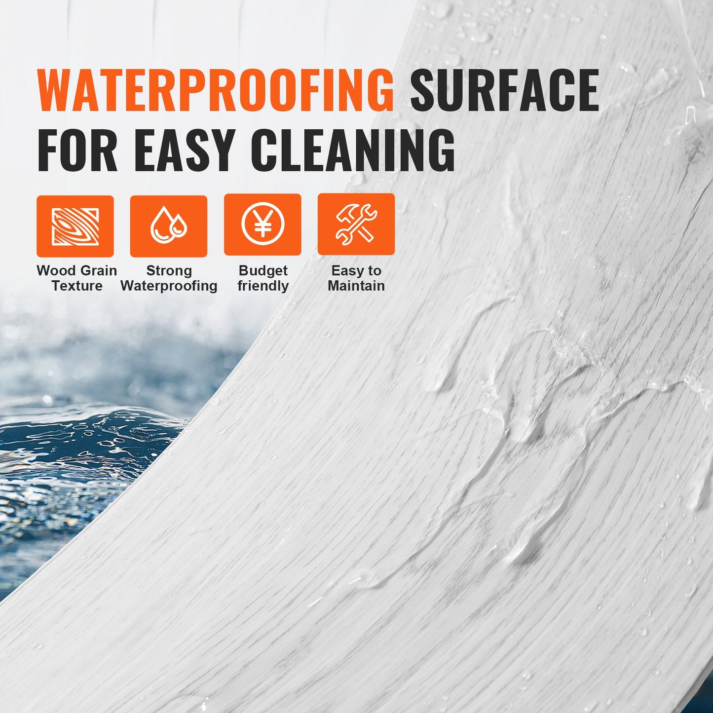 VEVOR Interlocking Vinyl Floor Tiles 48 x 7.3 inch, 10 Tiles 5.5mm Thick Snap Together, Light Gray Wood Grain DIY Flooring for Kitchen, Dining Room, Bedrooms & Bathrooms, Easy for Home Decor