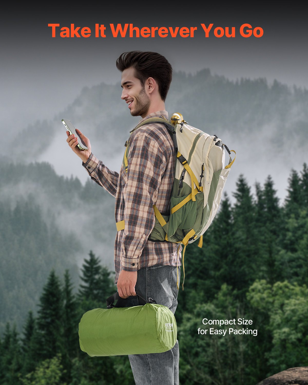 VEVOR Camping Blanket 2 m x 1.5 m Wearable Warm Stadium Blanket Army Green