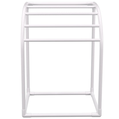 VEVOR Pool Towel Rack, 5 Bar, Milky, Freestanding Outdoor PVC Curved Poolside Storage Organizer, Include 8 Towel Clips, Mesh Bag, Hook, Also Stores Floats and Paddles, for Beach, Swimming Pool, Home