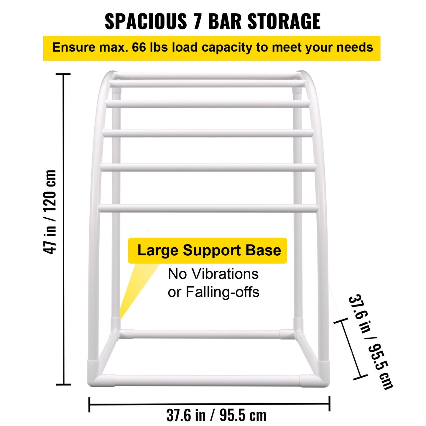 VEVOR Outdoor Towel Rack Pool Towel Rack 7 Bar Curved White Freestanding Patio