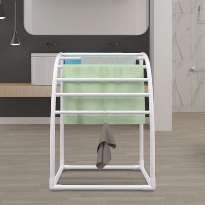 VEVOR Outdoor Towel Rack Pool Towel Rack 7 Bar Curved White Freestanding Patio