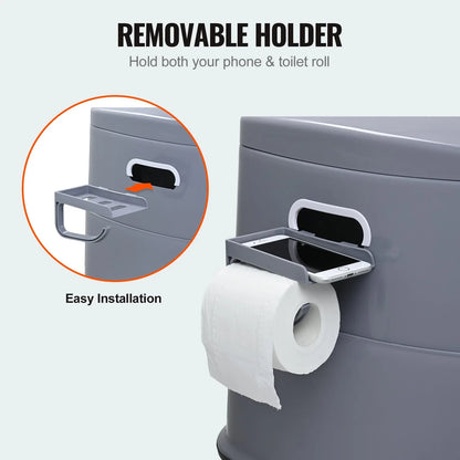 VEVOR Portable Toilet for Camping, Porta Potty with 5L Detachable Inner Bucket & Removable Paper Holder, Commode with Dual Lids, Travel Toilet for Adults Kids Outdoor Camping Car Long Road Trips